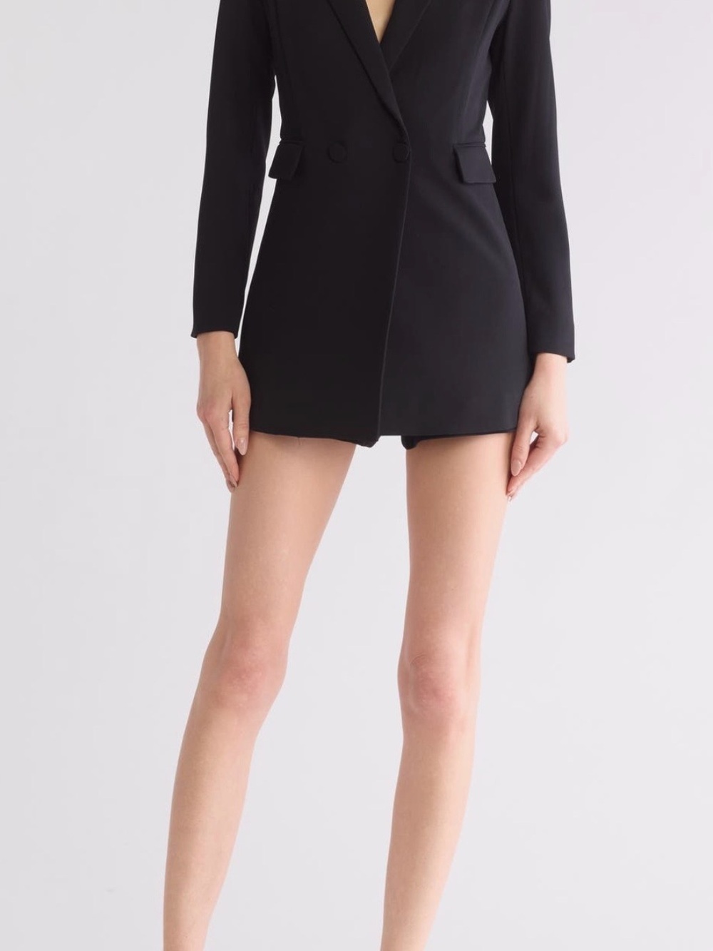 ALICE + OLIVIA Kyrie Tuxedo Skort Romper - Black -Size - 0